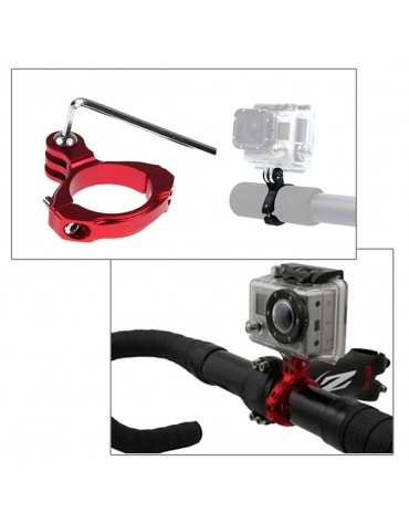 PULUZ Aluminium Fiets Handvat Adapter Bevestiging voor GoPro HERO 5 / 4/3 + / 3/2/1, Xiaoyi en vele andere merken (zwart)