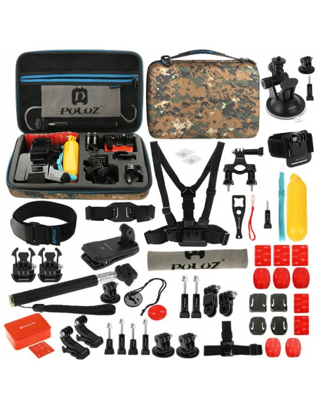 Gopro Accessoire set camo met 53 accessoires voor GoPro HERO 5 / 4 Sessie / 4 / 3+ / 3 / 2 / 1 / 