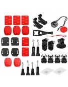 PULUZ 45 in 1  Ultieme Combo Kit, Inclusief EVA hoes (borstband Zuignap Houder , 3-wegs scharnierarmen J-haak houder etc
