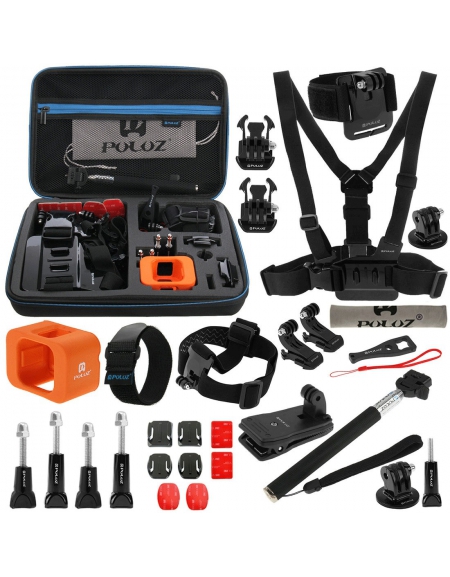 PULUZ 29 in 1 Accessories Combo Kit met EVA hoes (Borststrap + Hoofdband + Pols Strap + Drijvende Cover + etc) voor Gopro