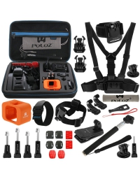PULUZ 29 in 1 Accessories Combo Kit met EVA hoes (Borststrap + Hoofdband + Pols Strap + Drijvende Cover + etc) voor Gopro