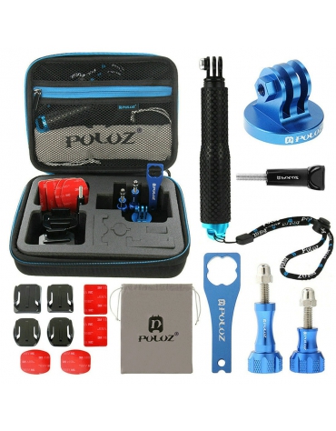 PULUZ 16 in 1 Accessoires Combo Kit heeft EVA hoes / case(borstband + Hoofdband + Zuignap Houder +etc ) voor GoPro 