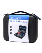PULUZ 16 in 1 Accessoires Combo Kit heeft EVA hoes / case(borstband + Hoofdband + Zuignap Houder +etc ) voor GoPro 