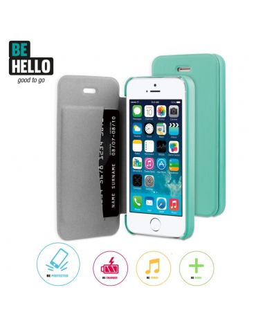 BeHello iPhone 5 / 5S / SE Book Case Green