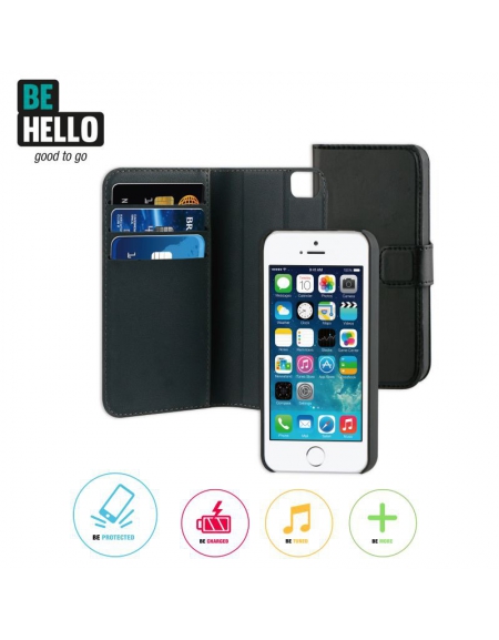 BeHello iPhone 5 / 5S / SE 2-in-1 Wallet Case Black